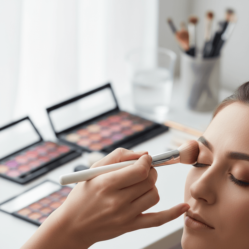 Blending eyeshadow with brush